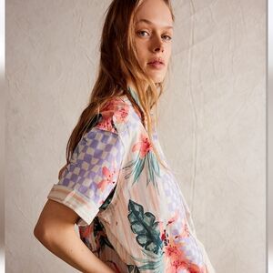 Free People We The Free Retro Tropics Shirt Sunset Combo Small